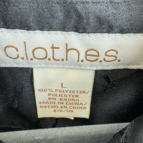 c.l.o.t.h.e.s Black Collared Long Sleeve Floral Beaded Sequin Button Up Size L - Picture 5 of 6